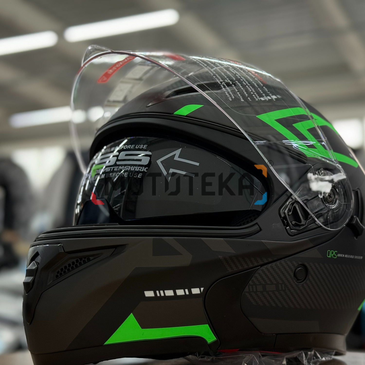 Экипировка в наличии! Шлем мото модуляр Мототека TQ 901 BLACK/GREEN
